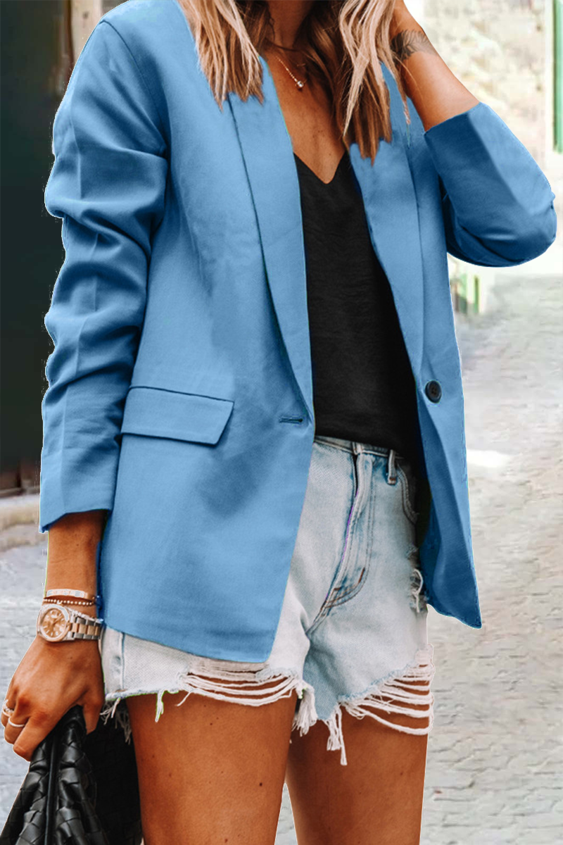 Prendas de abrigo informales con cuello vuelto y parches lisos (10 colores)