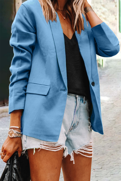 Prendas de abrigo informales con cuello vuelto y parches lisos (10 colores)