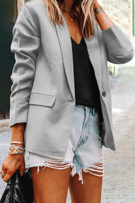 Prendas de abrigo informales con cuello vuelto y parches lisos (10 colores)