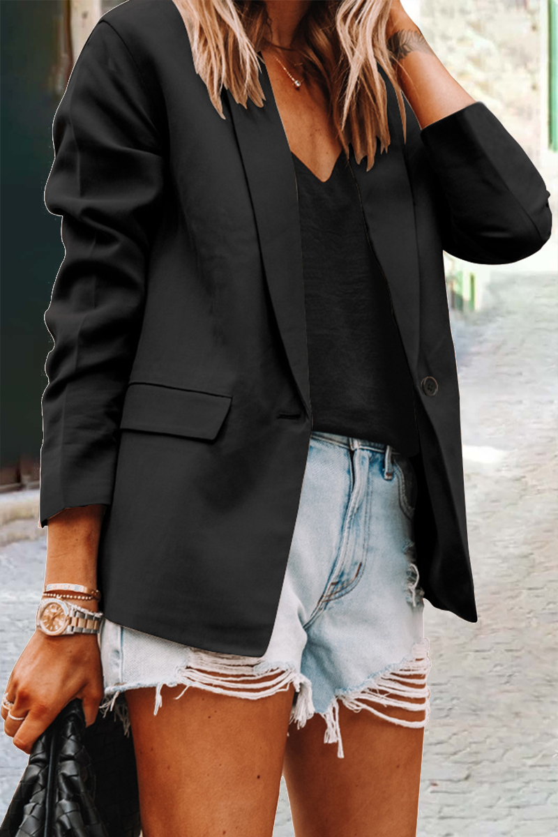 Prendas de abrigo informales con cuello vuelto y parches lisos (10 colores)