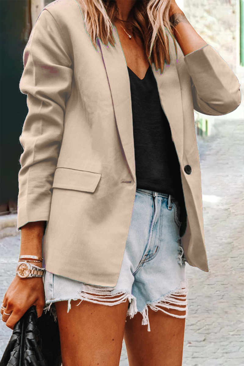Prendas de abrigo informales con cuello vuelto y parches lisos (10 colores)