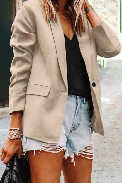 Prendas de abrigo informales con cuello vuelto y parches lisos (10 colores)
