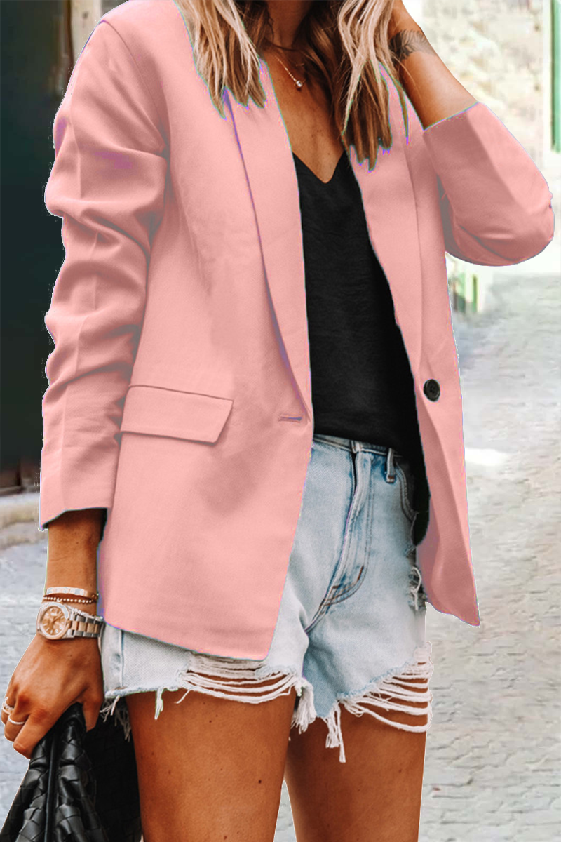 Prendas de abrigo informales con cuello vuelto y parches lisos (10 colores)