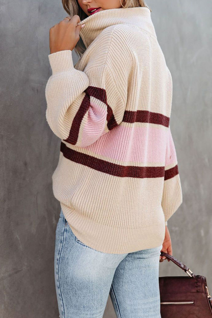 Suéteres casuales de cuello con cremallera y parches sólidos (5 colores)
