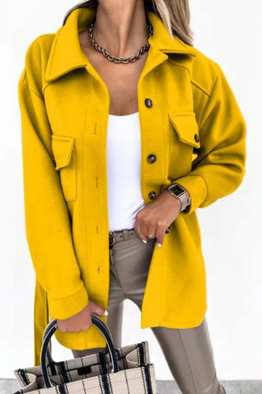 Prendas de abrigo informales con cuello vuelto y parches lisos (9 colores)