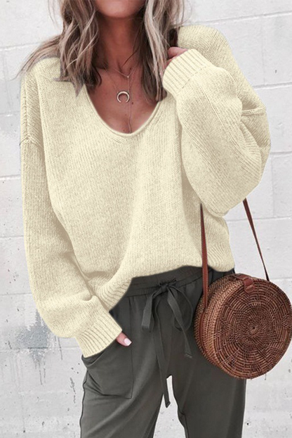 Casual Solid Patchwork U Neck Sweaters(7 Colors)