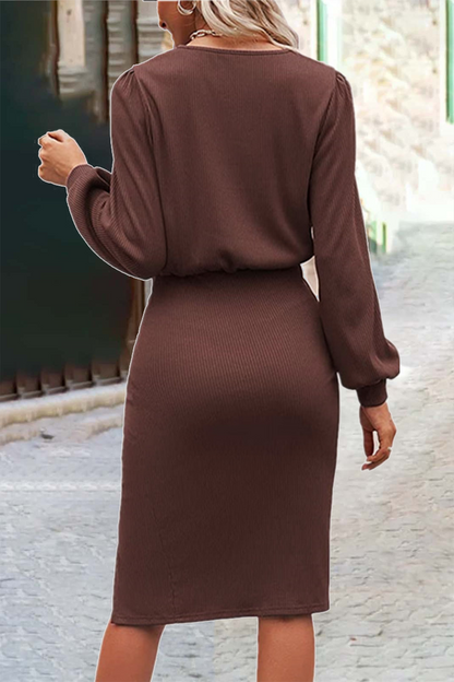 Fashion Solid O Neck One Step Skirt Dresses(6 colors)