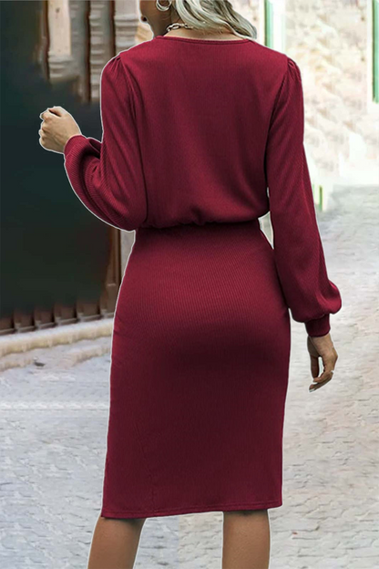 Fashion Solid O Neck One Step Skirt Dresses(6 colors)