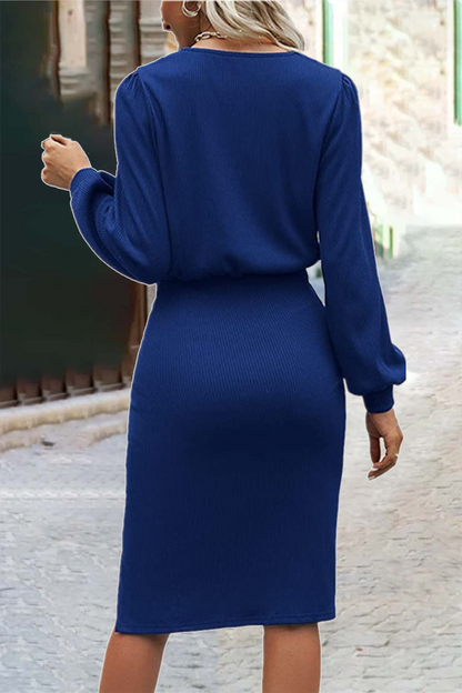 Fashion Solid O Neck One Step Skirt Dresses(6 colors)