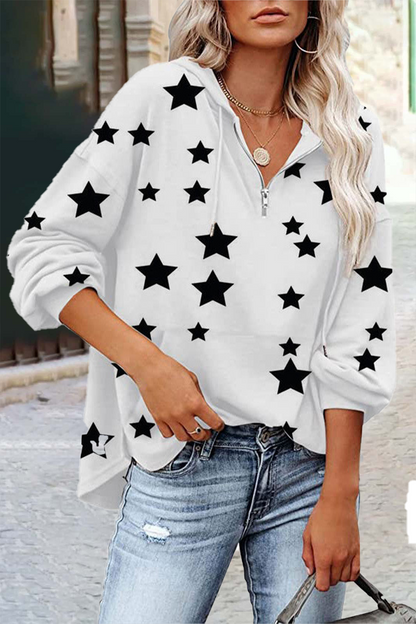 Casual The stars Pocket Zipper V Neck Tops(5 Colors)