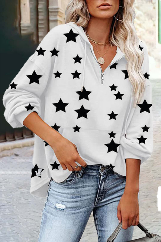 Casual The stars Pocket Zipper V Neck Tops(5 Colors)