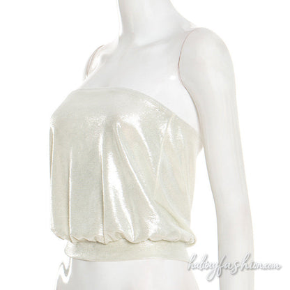 Ruched solid backless tube top