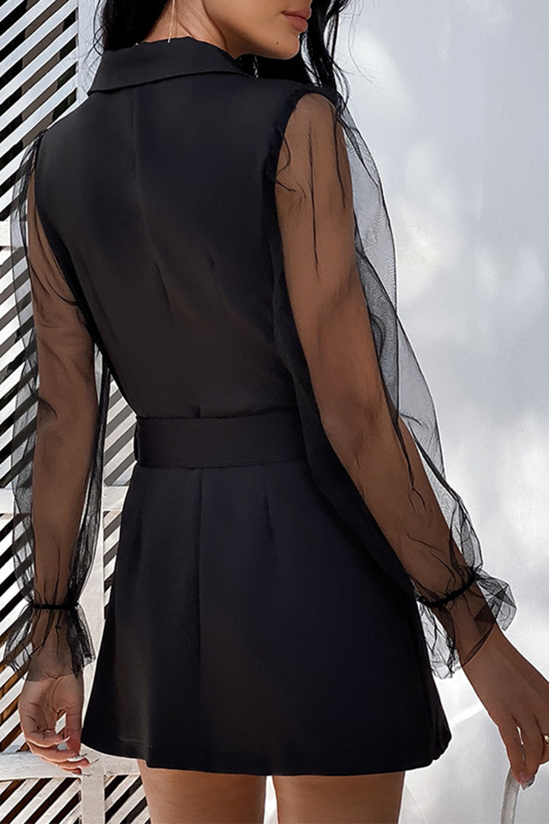 Vestidos elegantes de moda con cuello vuelto, transparentes y lisos (4 colores)