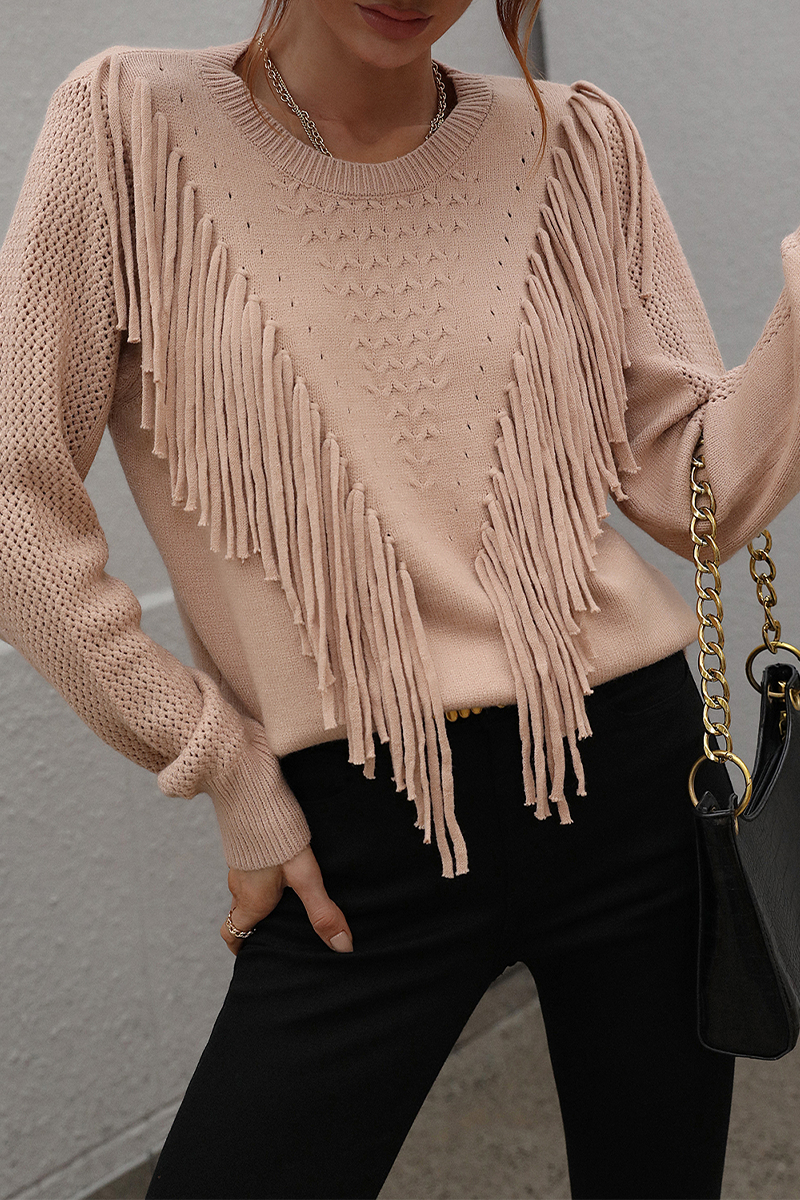 Suéteres de cuello redondo con borlas y patchwork de moda (5 colores)