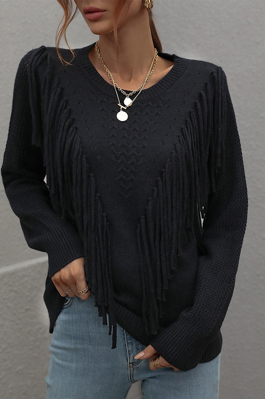 Suéteres de cuello redondo con borlas y patchwork de moda (5 colores)