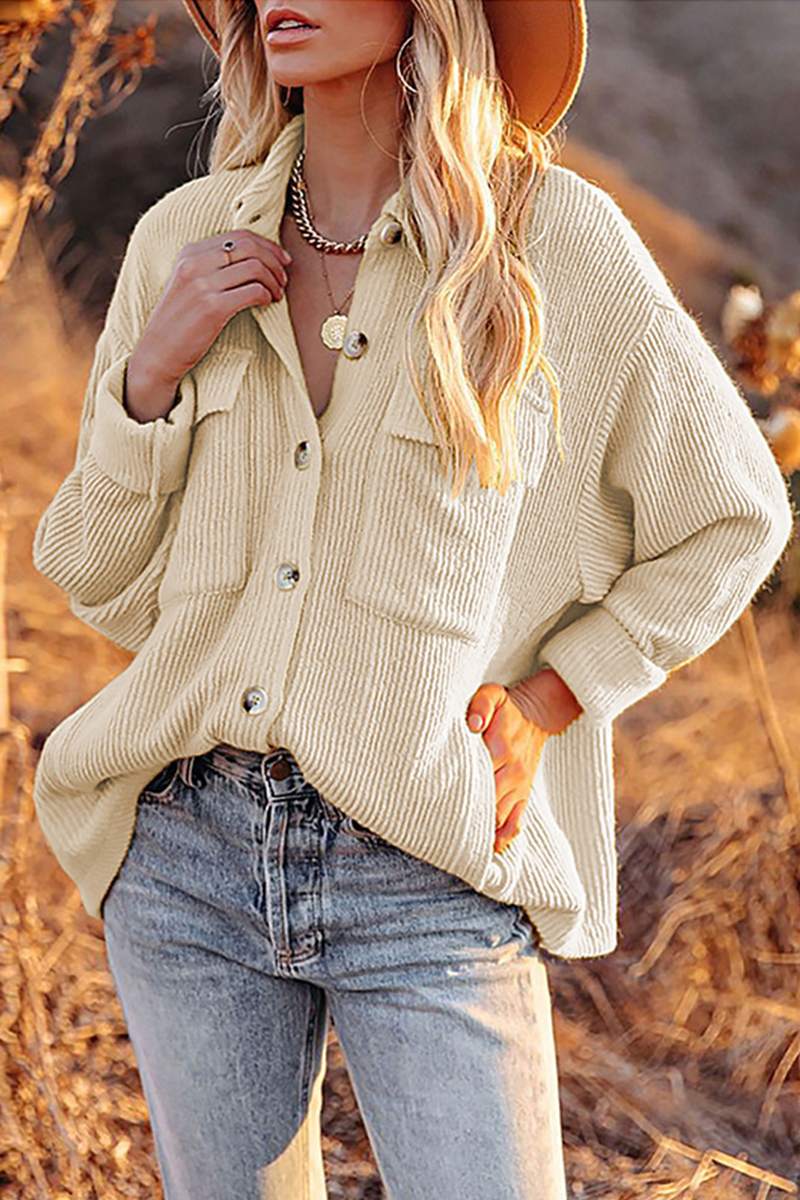 Casual Solid Pocket Turndown Collar Blouses(8 Colors)