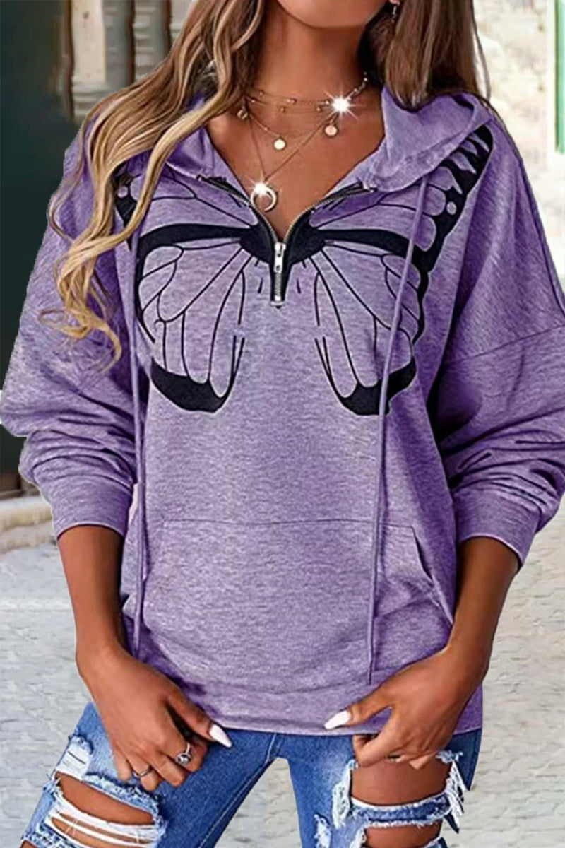 Tops con capucha y cuello de patchwork con estampado informal de moda (6 colores)