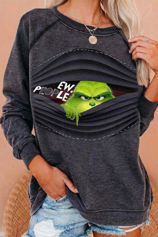 Tops casuales con cuello redondo y estampado de patchwork