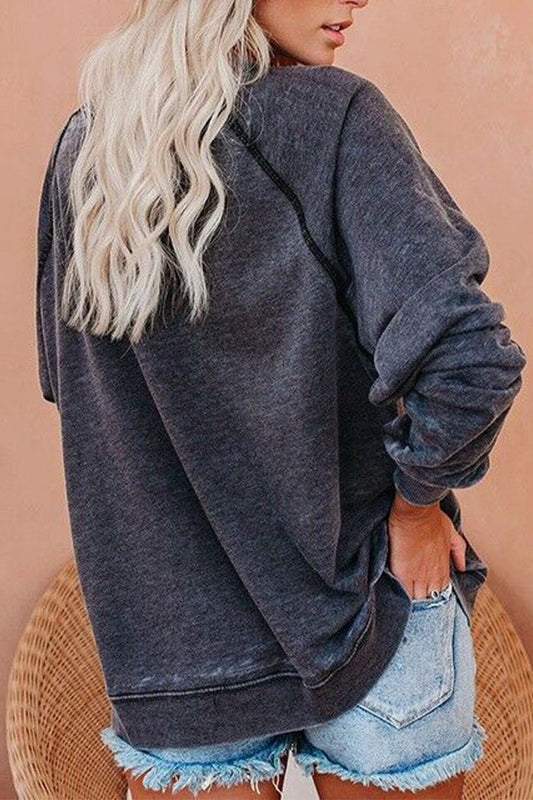 Tops casuales con cuello redondo y estampado de patchwork