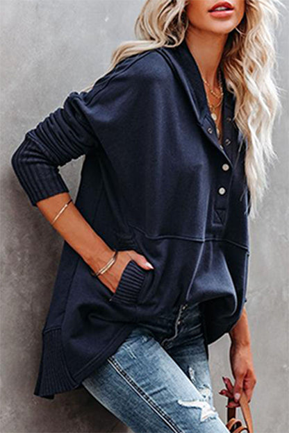 Sudadera con capucha y cuello con hebilla y bolsillo liso, estilo informal y elegante (14 colores)