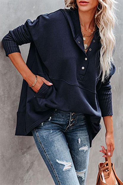 Sudadera con capucha y cuello con hebilla y bolsillo liso, estilo informal y elegante (14 colores)