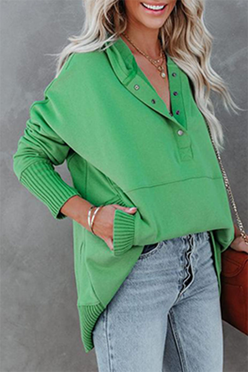 Sudadera con capucha y cuello con hebilla y bolsillo liso, estilo informal y elegante (14 colores)