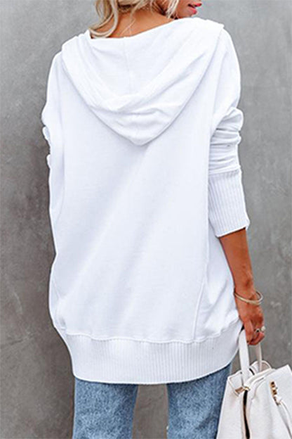 Sudadera con capucha y cuello con hebilla y bolsillo liso, estilo informal y elegante (14 colores)
