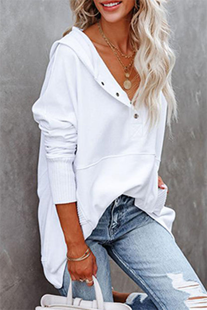 Casual Solid Pocket Buckle Hooded Collar Tops(14 colors)