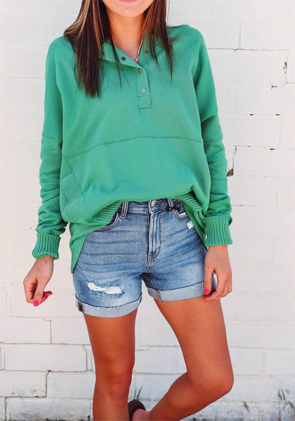 Sudadera con capucha y cuello con hebilla y bolsillo liso, estilo informal y elegante (14 colores)