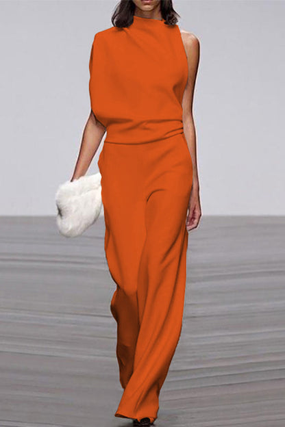 Monos casuales de cuello alto con parches lisos y corte de bota (12 colores)