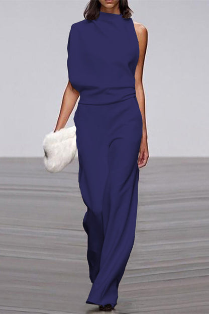 Monos casuales de cuello alto con parches lisos y corte de bota (12 colores)