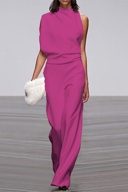 Monos casuales de cuello alto con parches lisos y corte de bota (12 colores)