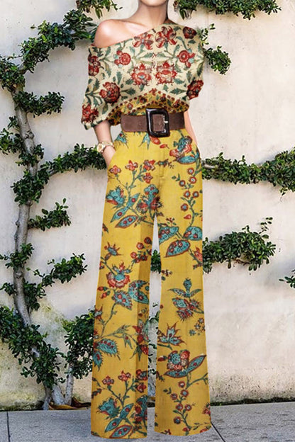 Mono holgado de un hombro con estampado casual de moda sin cinturón (7 colores)