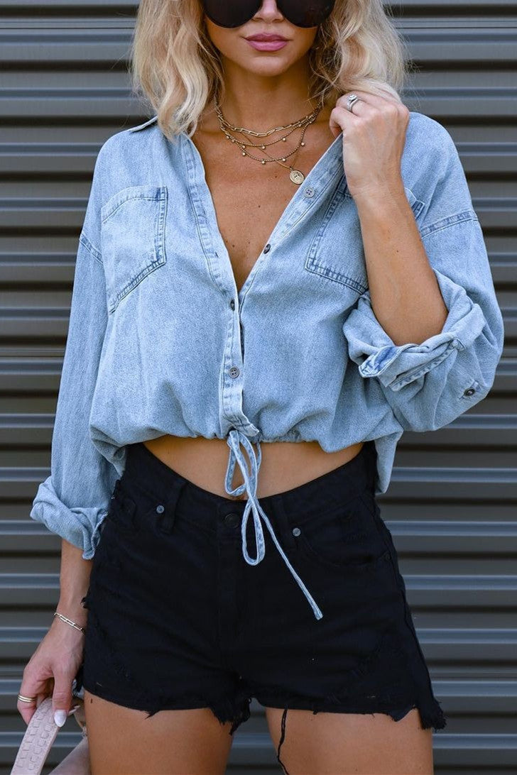 Prendas de abrigo de cuello camisero liso de moda