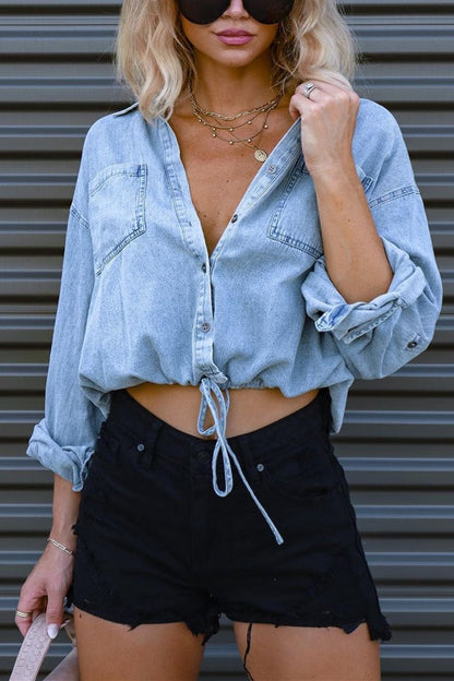 Prendas de abrigo de cuello camisero liso de moda