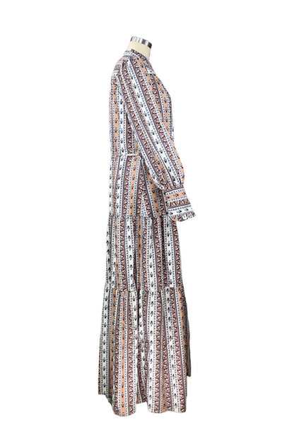 Vestidos estampados de moda con cuello mandarín y patchwork
