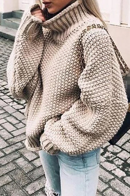 Suéteres casuales de cuello alto con parches lisos de moda (14 colores)
