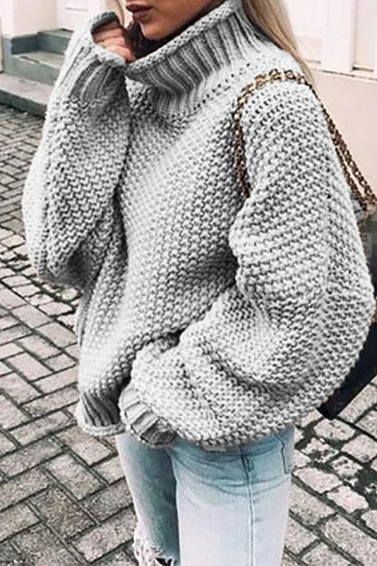 Suéteres casuales de cuello alto con parches lisos de moda (14 colores)