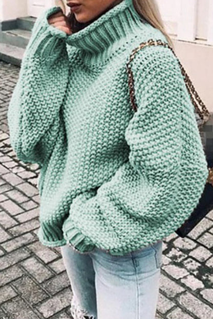 Suéteres casuales de cuello alto con parches lisos de moda (14 colores)