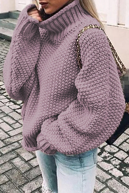 Suéteres casuales de cuello alto con parches lisos de moda (14 colores)