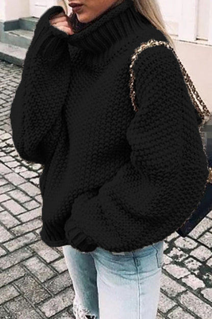 Suéteres casuales de cuello alto con parches lisos de moda (14 colores)