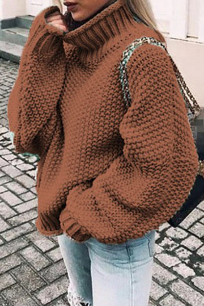 Suéteres casuales de cuello alto con parches lisos de moda (14 colores)