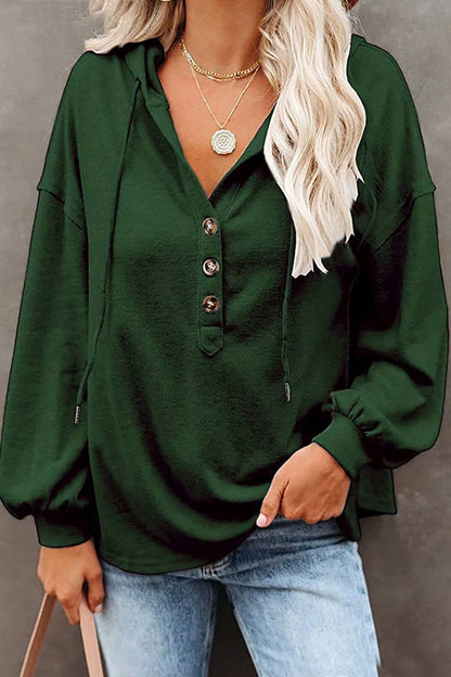 Casual Solid Frenulum V Neck Hoodies(8 Colors)