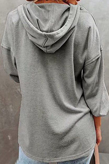 Casual Solid Frenulum V Neck Hoodies(8 Colors)