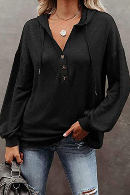 Casual Solid Frenulum V Neck Hoodies(8 Colors)