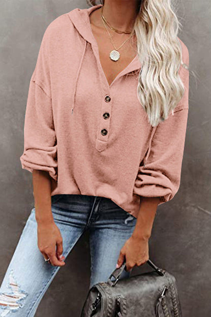 Casual Solid Frenulum V Neck Hoodies(8 Colors)