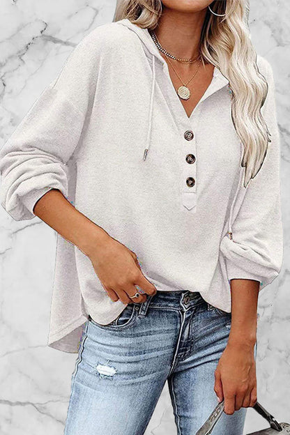 Casual Solid Frenulum V Neck Hoodies(8 Colors)