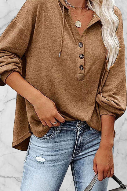 Casual Solid Frenulum V Neck Hoodies(8 Colors)