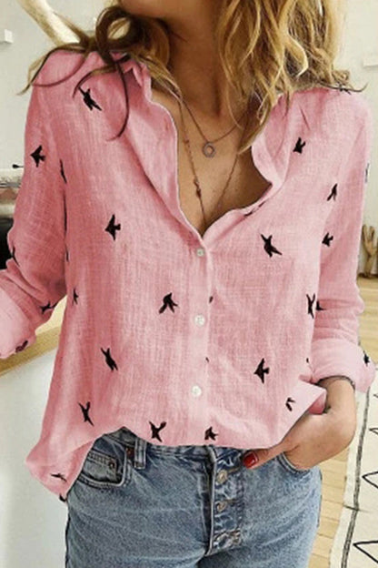 Blusas casuales con cuello vuelto y estampado de lunares y patchwork (12 colores)