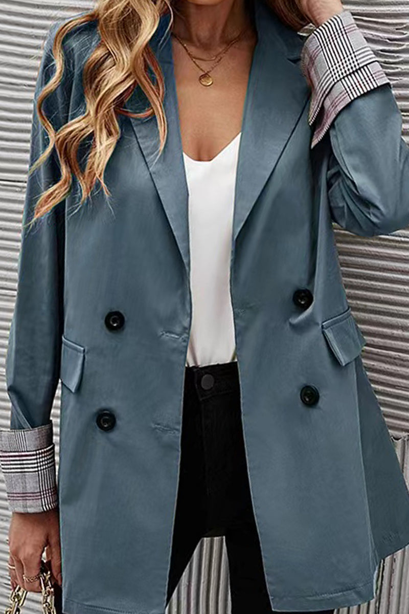 Prendas de abrigo informales de moda con botones y cuello vuelto asimétrico (6 colores)